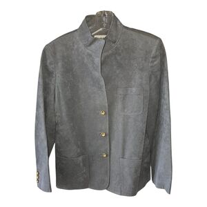 Roth Le Cover UltraSuede Blazer Size 12 Gray 70s Vintage Gold Button Jacket